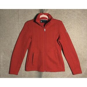 Spyder Major Cable Core Sweater Womens Sz S Red Front Zip Pockets